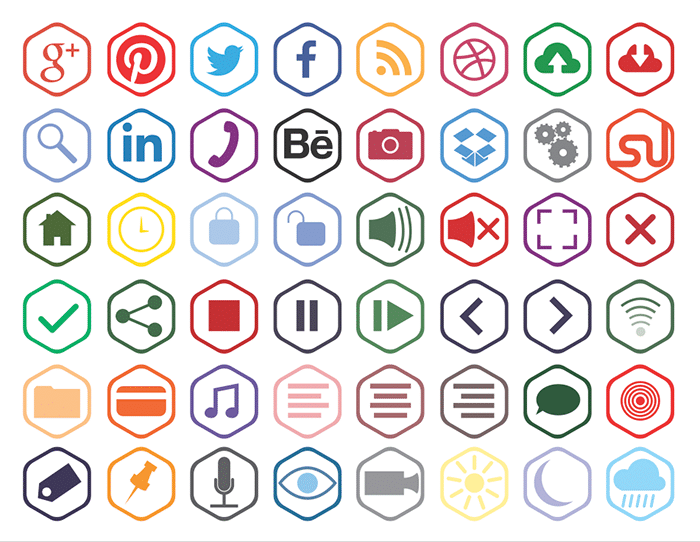 Free Hexagonal Outline Icons (Ai + PNG + SVG)