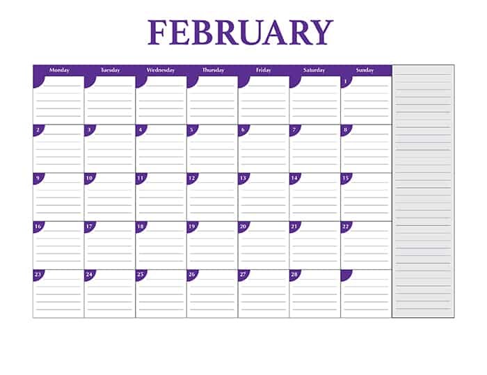 2015 desktop calendar template - February